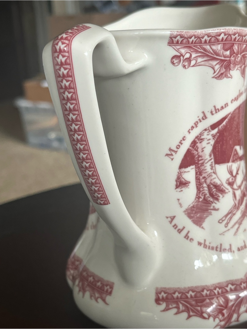 Johnson Brothers White and Red 'Twas The Night' Holiday Pitcher - Picture 3 of 4